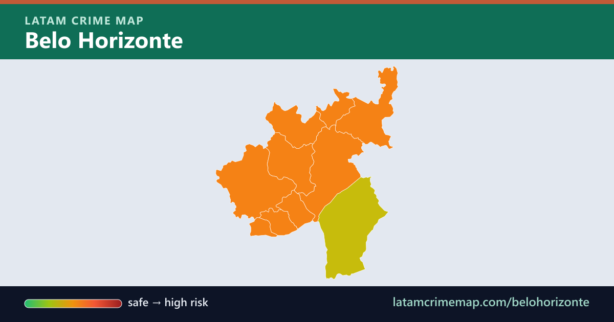 Belo Horizonte safety map showing incident risk by district