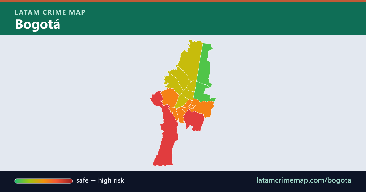 Bogotá safety map showing incident risk by district