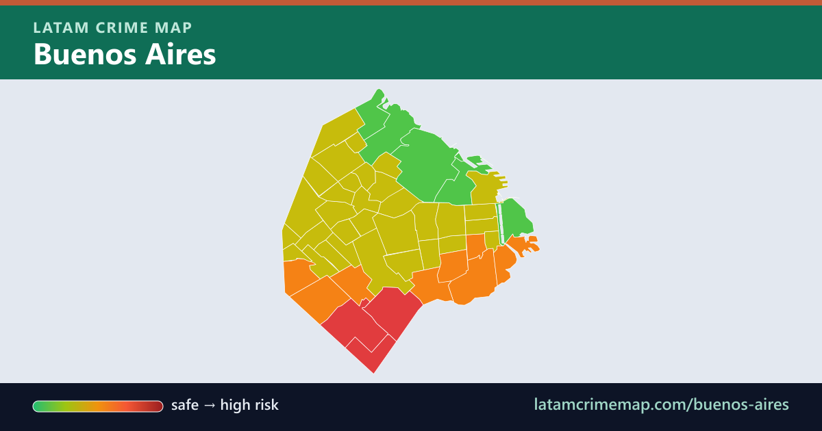 Buenos Aires safety map showing incident risk by district