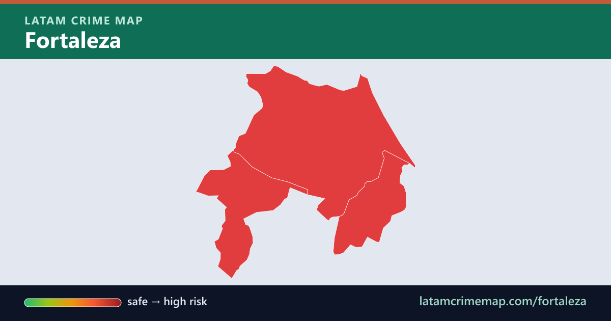 Fortaleza safety map showing incident risk by district