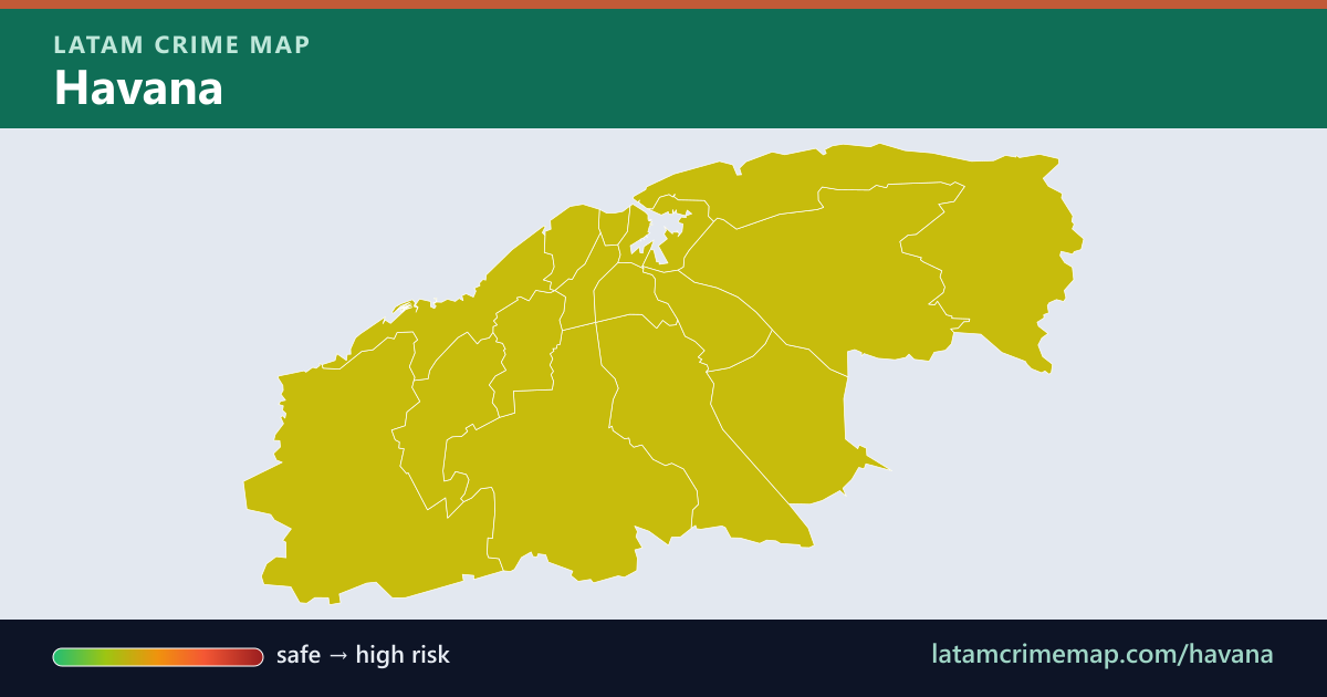 Havana safety map showing incident risk by district