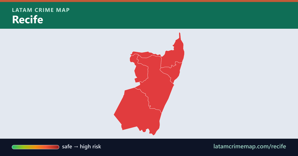Recife safety map showing incident risk by district