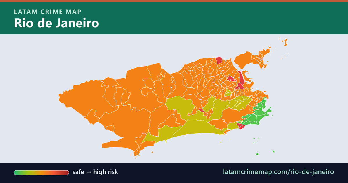 Rio de Janeiro safety map showing incident risk by district