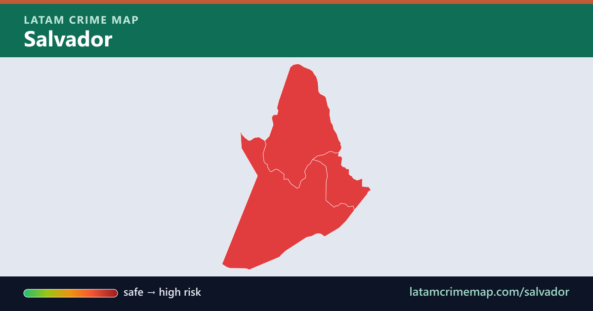 Salvador safety map showing incident risk by district