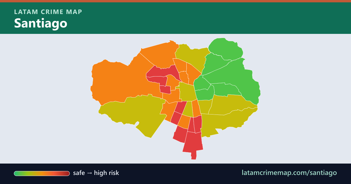 Santiago safety map showing incident risk by district