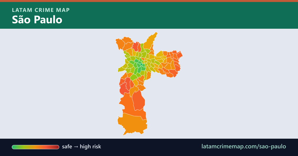 São Paulo safety map showing incident risk by district